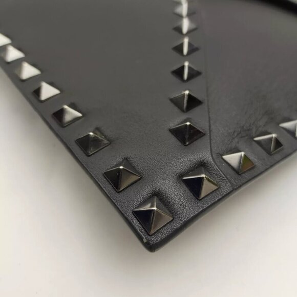 Valentino Garavani oversized black gray gunmetal stud envelope clutch - Picture 6 of 8